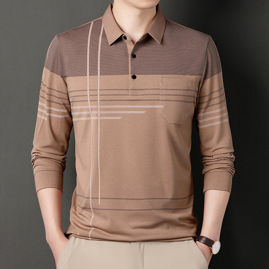 Thomas – Men's Long Sleeve Polo Shirt with Lapel