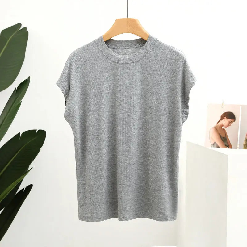 Mathilda - Solid Color Slimming Tee Tops