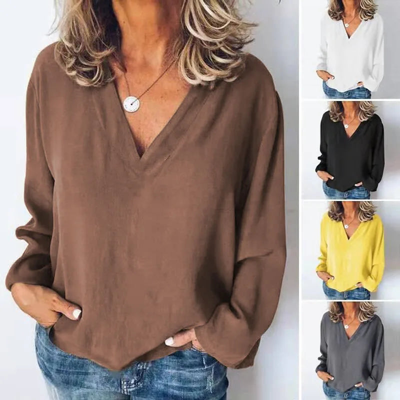 Verona - Elegant V-Neck Chiffon Blouse for Women