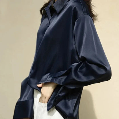 Marisella - Chic Satin Button-Up Shirt for Women