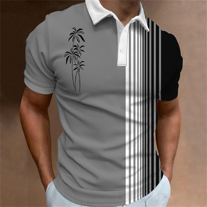 Aaron - Men's 3D Stripe Polo Shirt Short Sleeve Casual T-Shirt