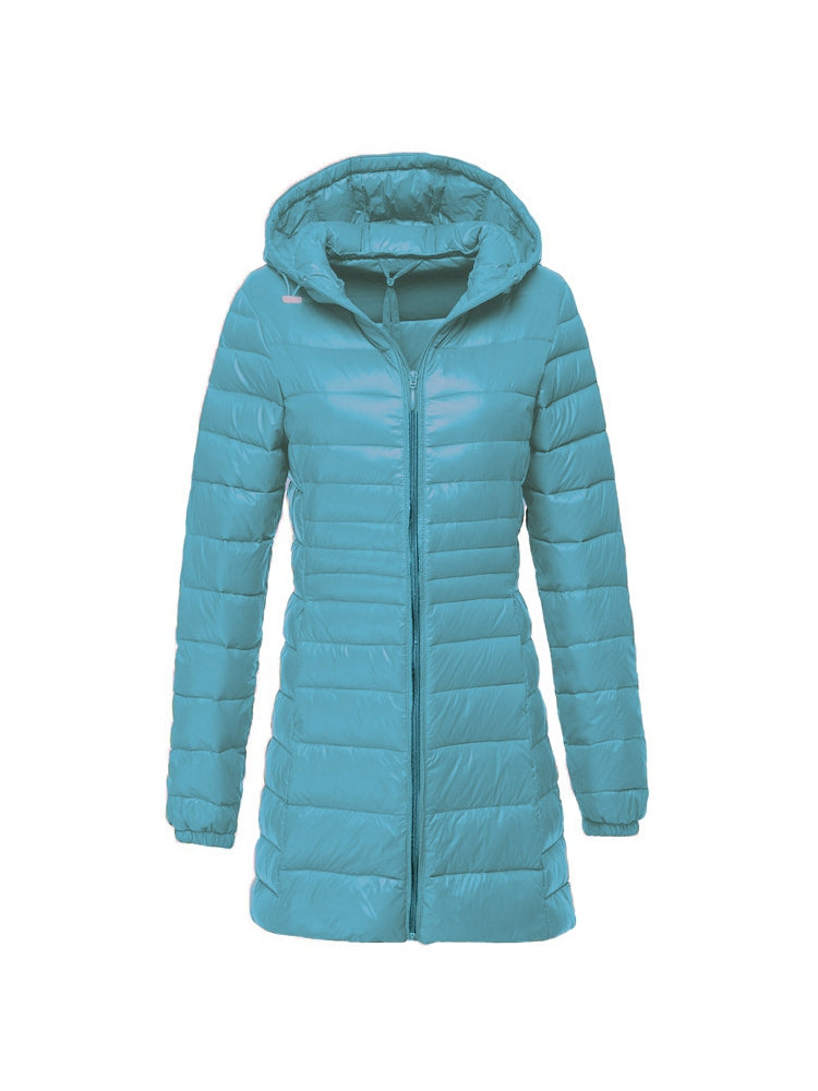 Megan - Women's Ultra Light Hooded Long Down Jacket