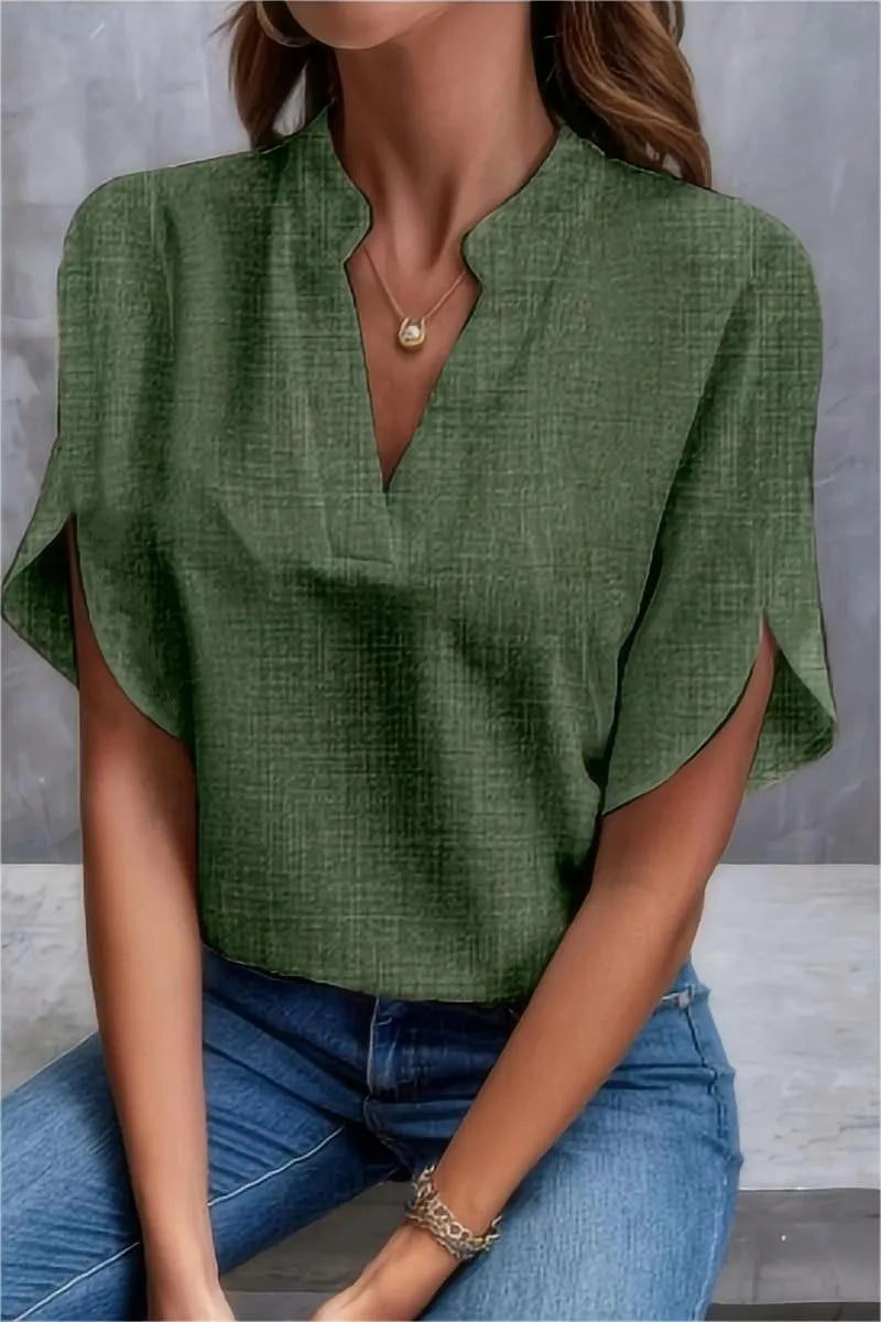 Naomi – Off-Shoulder V-Neck Summer Blouse