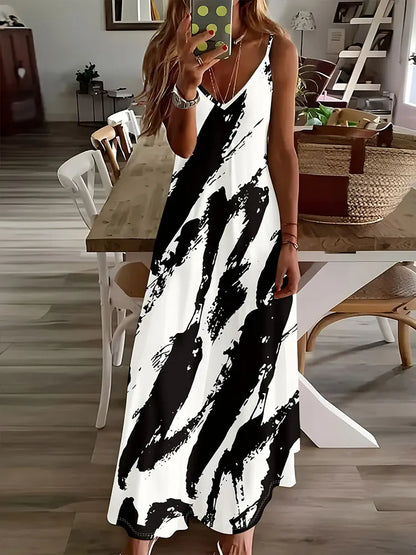 Vespera - Chic Ethnic Print Long Dress for Women