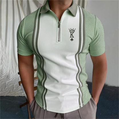 Adrian – Men's Printed Short Sleeve Zipper Polo Shirt