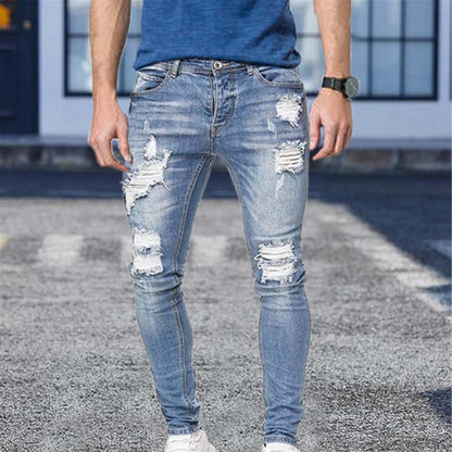 Russell – Men's Embroidered Ripped Skinny Jeans