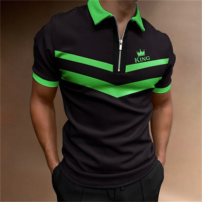 Adrian – Men's Printed Short Sleeve Zipper Polo Shirt