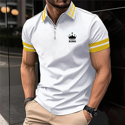 Adrian – Men's Printed Short Sleeve Zipper Polo Shirt