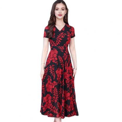 Victoria – Leaf Print Summer Dress