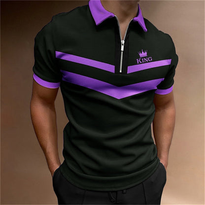 Adrian – Men's Printed Short Sleeve Zipper Polo Shirt