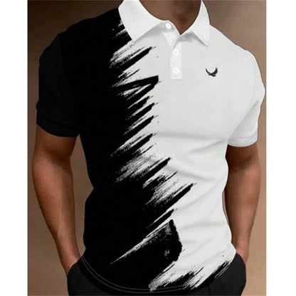 Aaron - Men's 3D Stripe Polo Shirt Short Sleeve Casual T-Shirt