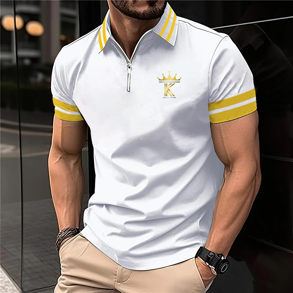 Adrian – Men's Printed Short Sleeve Zipper Polo Shirt