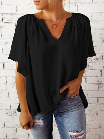 Marina - Chic V-Neck Casual T-Shirt for Women