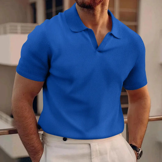 Travis – Summer Ventilated V-Neck Polo Shirt for Men