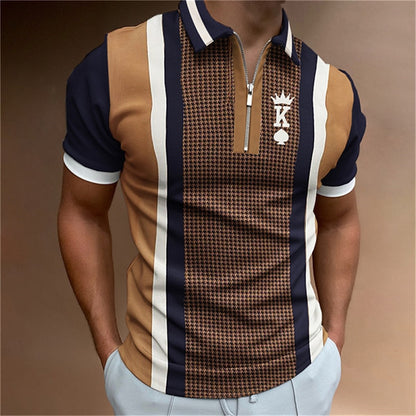 Adrian – Men's Printed Short Sleeve Zipper Polo Shirt