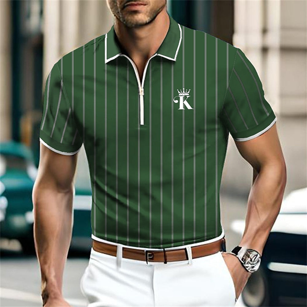 Adrian – Men's Printed Short Sleeve Zipper Polo Shirt