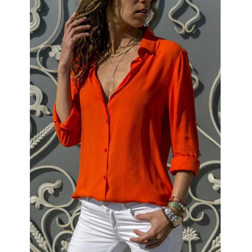 Adaline - Timeless Polo Collar Office Blouse for Women