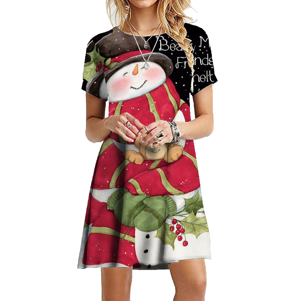 Holly – Christmas Snowflake Print Party Dress