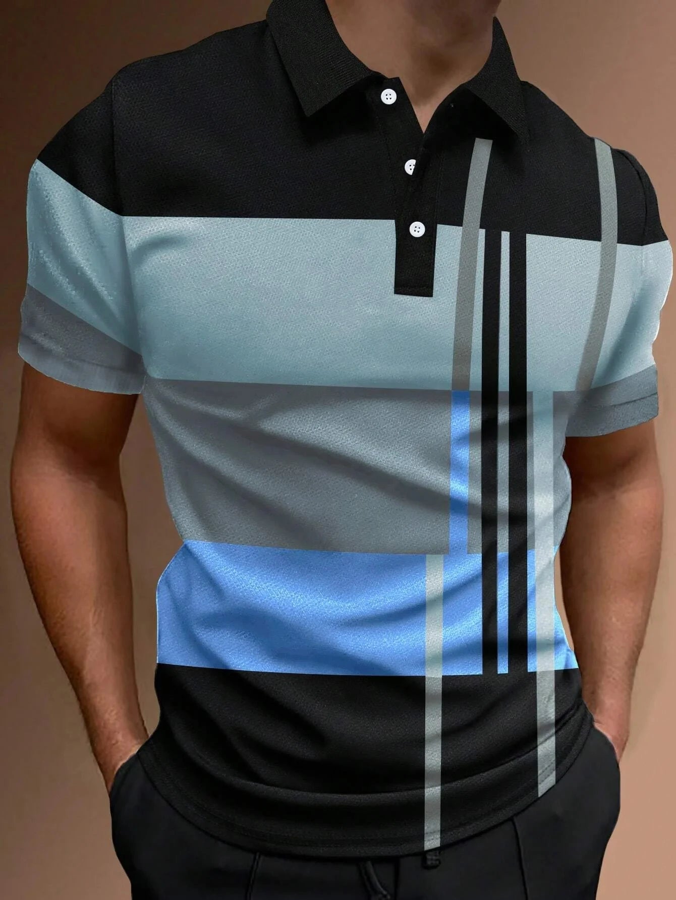 Tristan – Men's Striped Color Block Polo Shirt