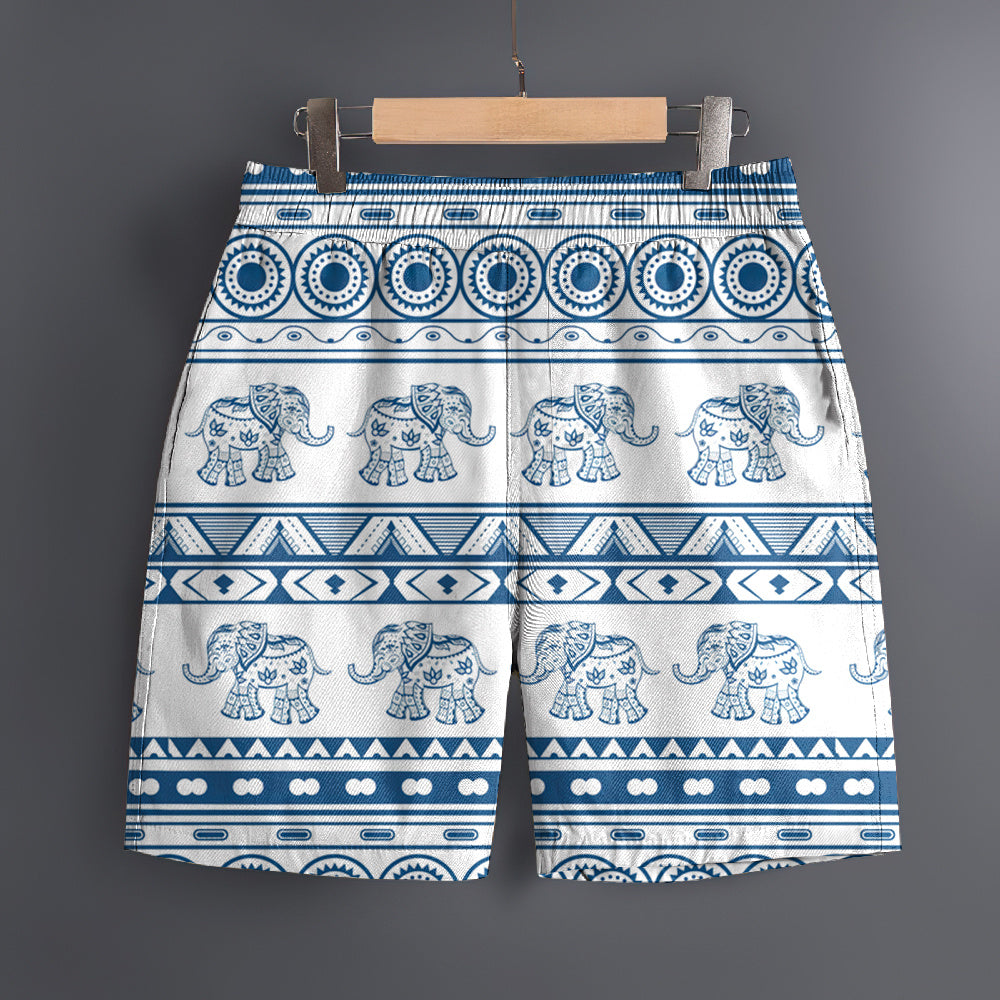 Lucas – Men's 3D Elephant Print Hawaiian Beach Shorts