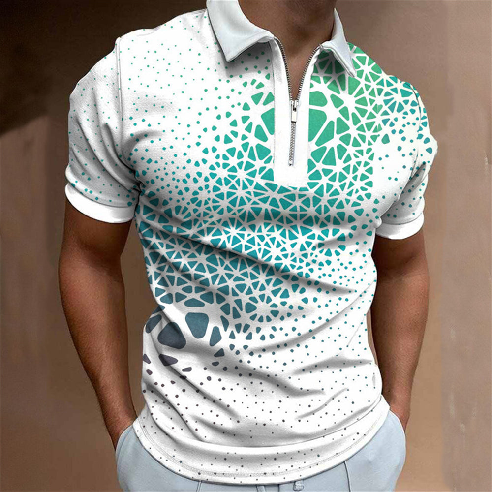 Zachary - Men's Polo Shirt - Geometric 3D Print Summer Casual