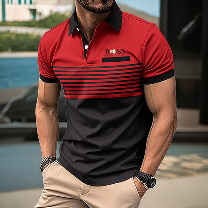 Marcus - 3D Digital Stripe Polo Shirt