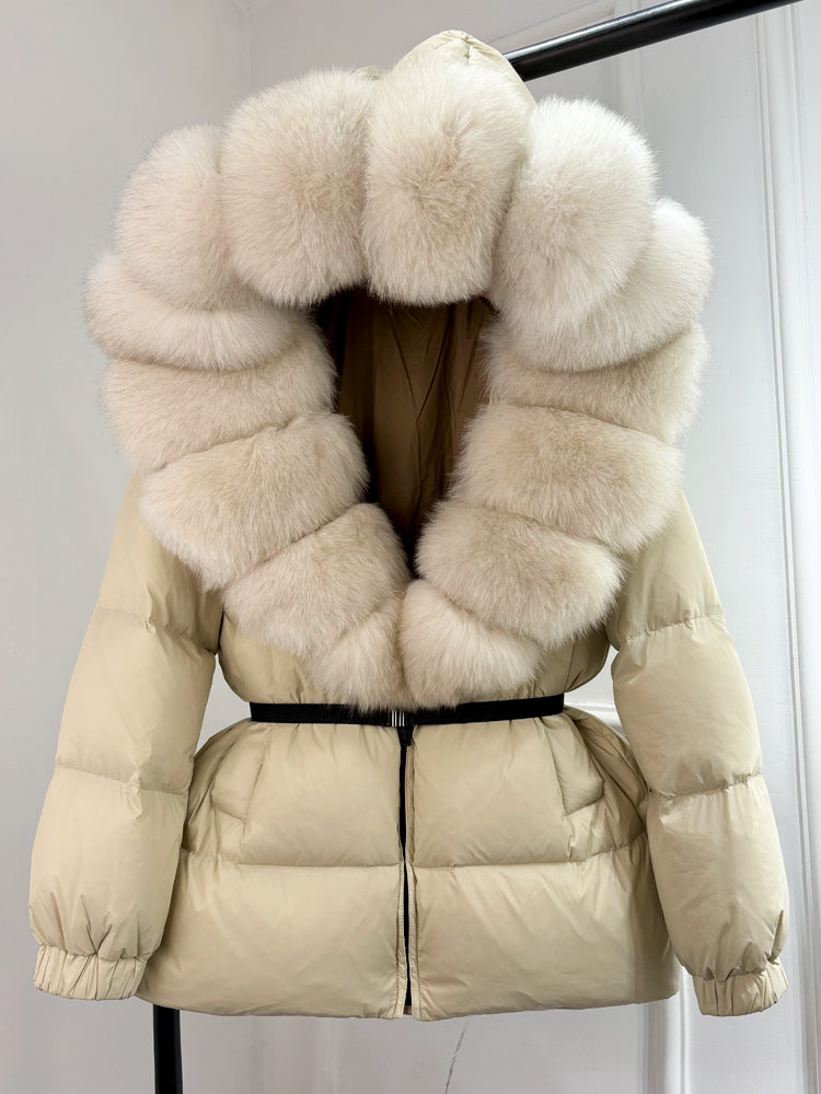 Natalie - Women's Winter Puffer Jacket with Real Fox Fur Hood