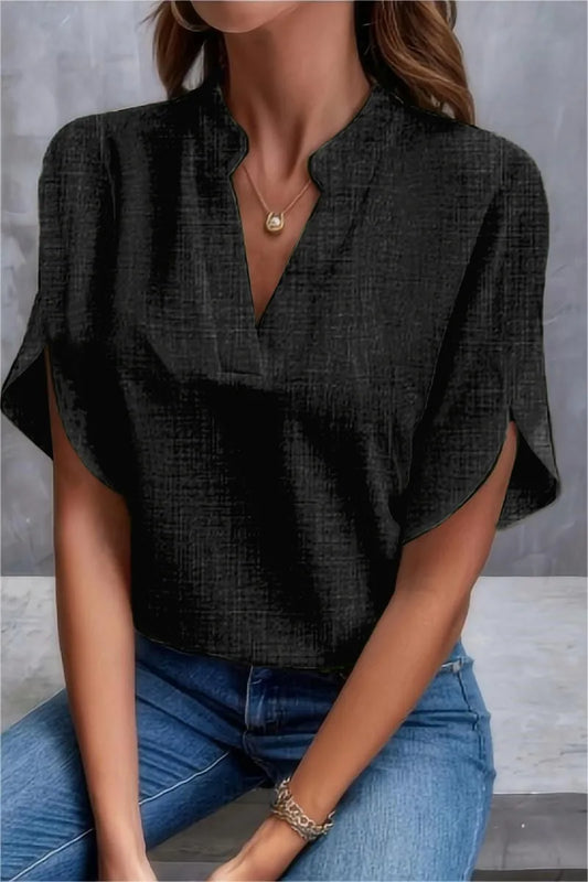 Naomi – Off-Shoulder V-Neck Summer Blouse