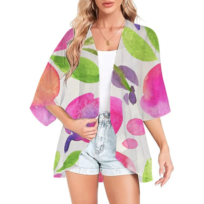 Annelise - Trendy Watercolor Floral Kimono Cardigan for Women