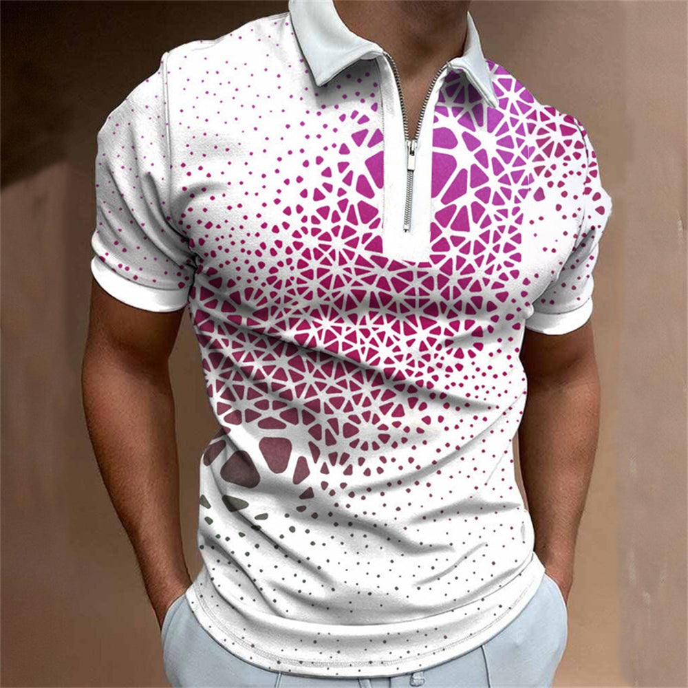 Zachary - Men's Polo Shirt - Geometric 3D Print Summer Casual