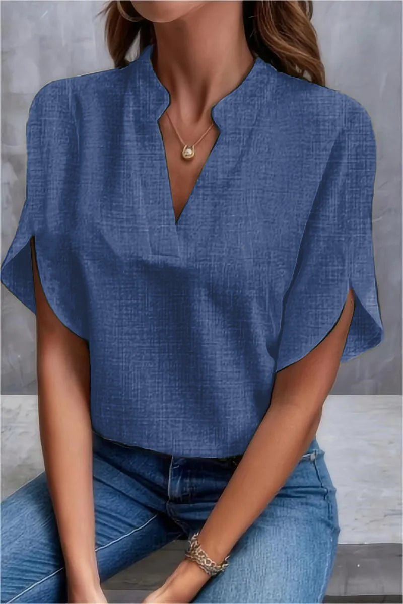 Naomi – Off-Shoulder V-Neck Summer Blouse