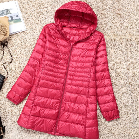 Miles - Women's Plus Size Hooded Puffer Jacket Ultra Lightweight Warm Slim Fit Coat