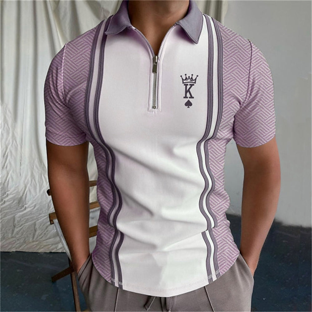 Adrian – Men's Printed Short Sleeve Zipper Polo Shirt