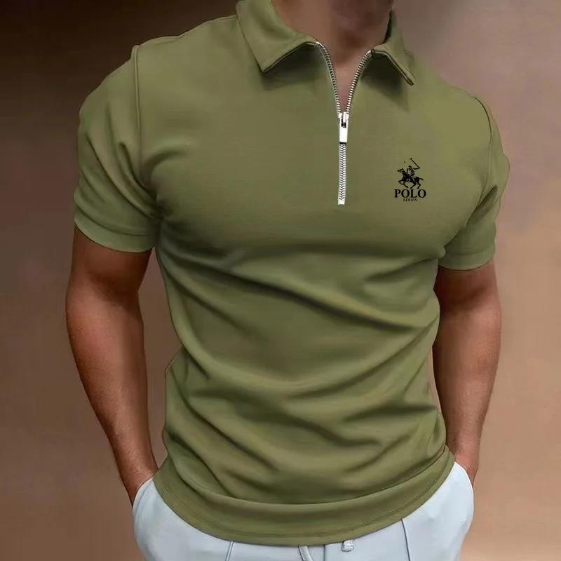 Austin – Men's Solid Color Zipper Polo Shirt