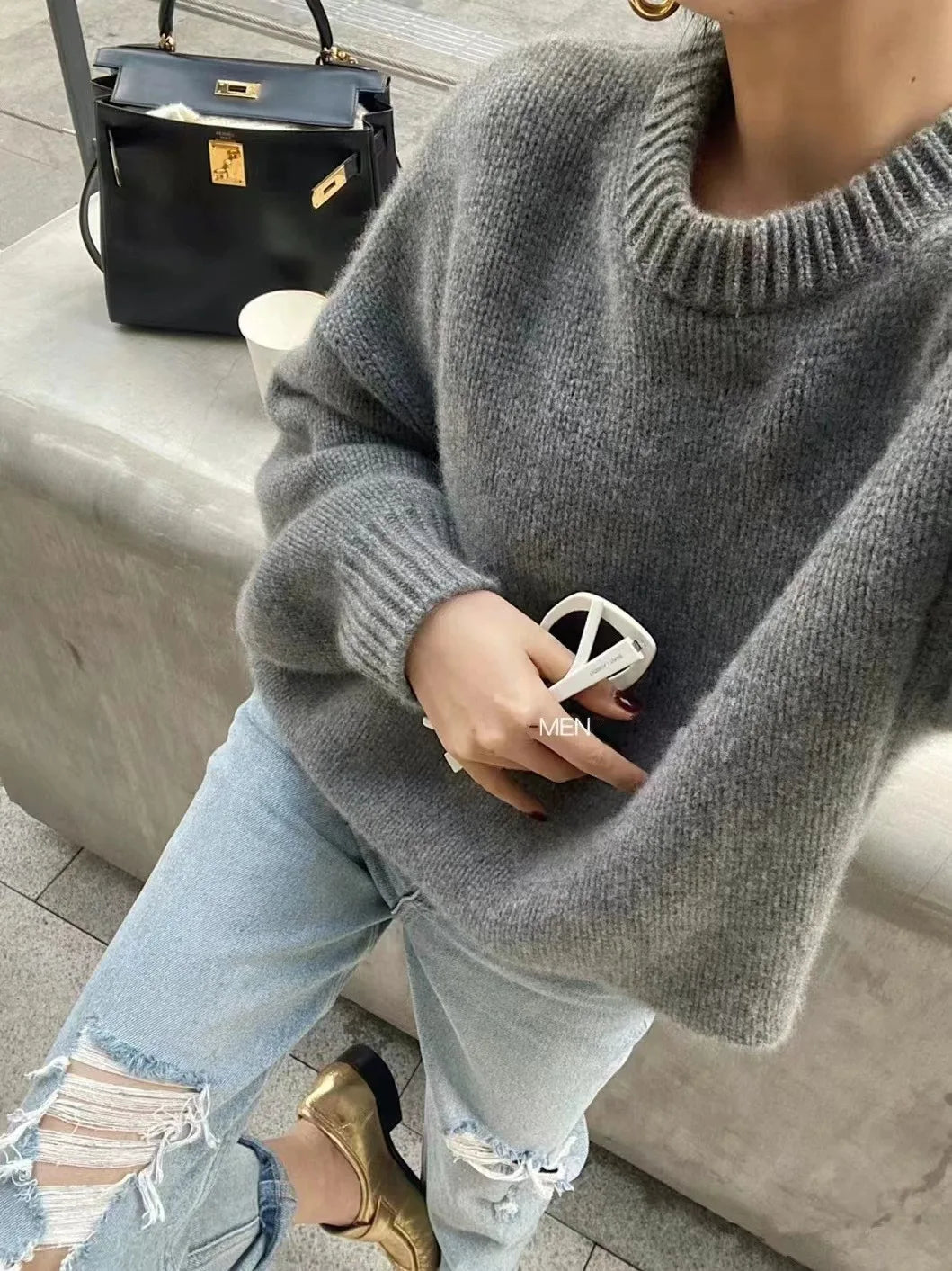 Carolien - Stylish Gray Sweater for Ladies