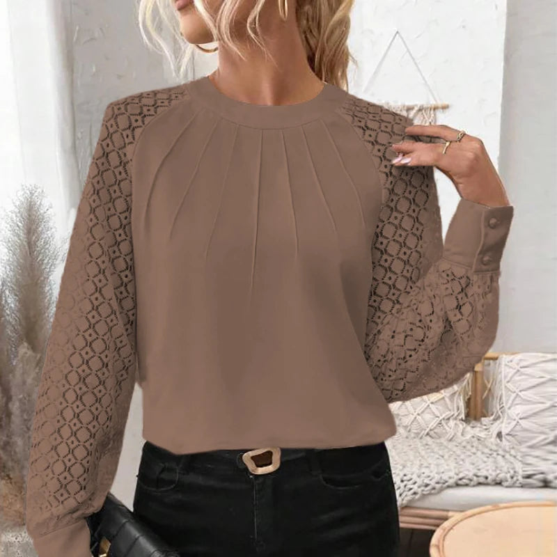 Viviana - Chic Lace Sleeve Pullover for Women