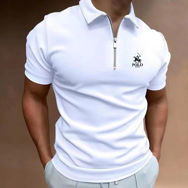 Austin – Men's Solid Color Zipper Polo Shirt