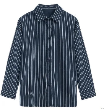 Viviana - Stylish Blue Striped Long Shirt for Women