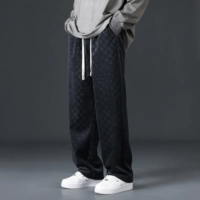 Karolin-Checkered Corduroy Sweatpants