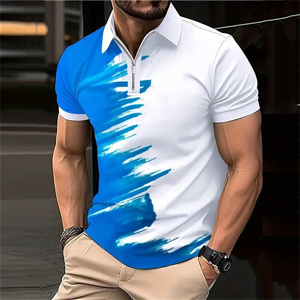 Adrian – Men's Printed Short Sleeve Zipper Polo Shirt