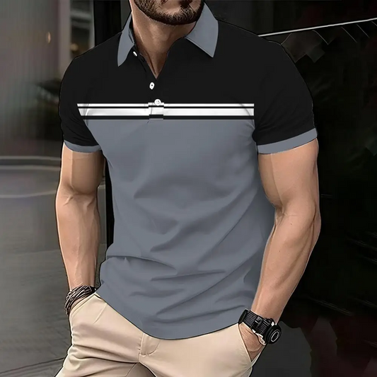 Travis - Stylish Striped Print Polo Shirt