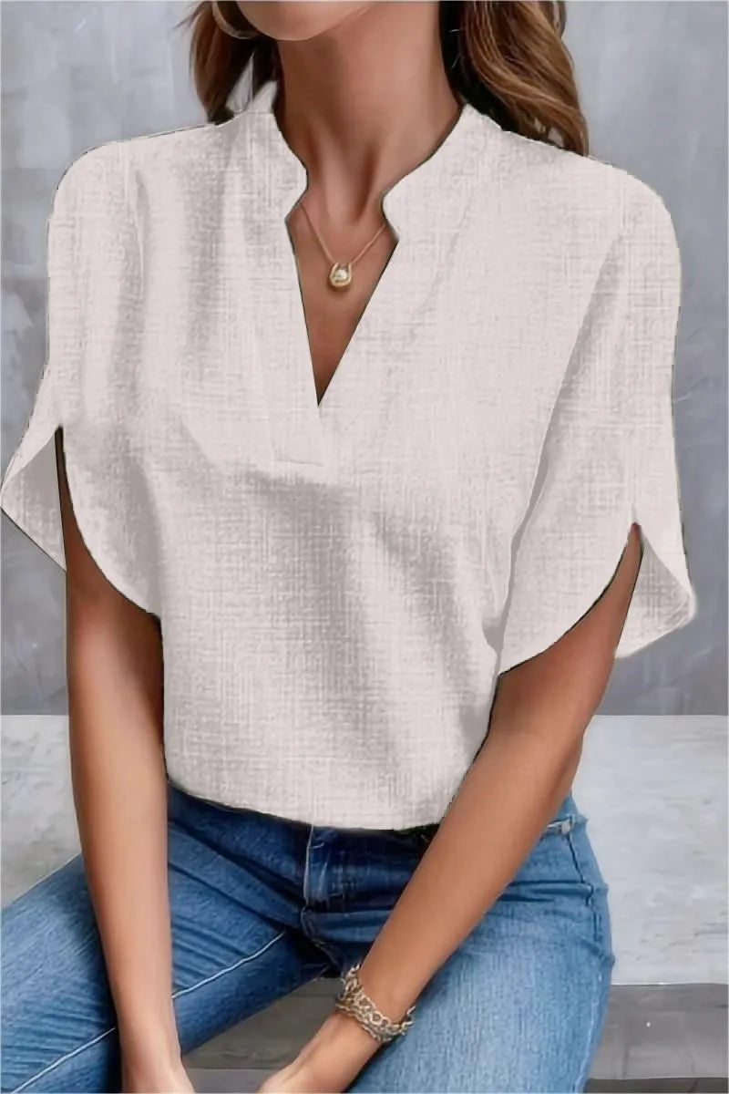 Naomi – Off-Shoulder V-Neck Summer Blouse