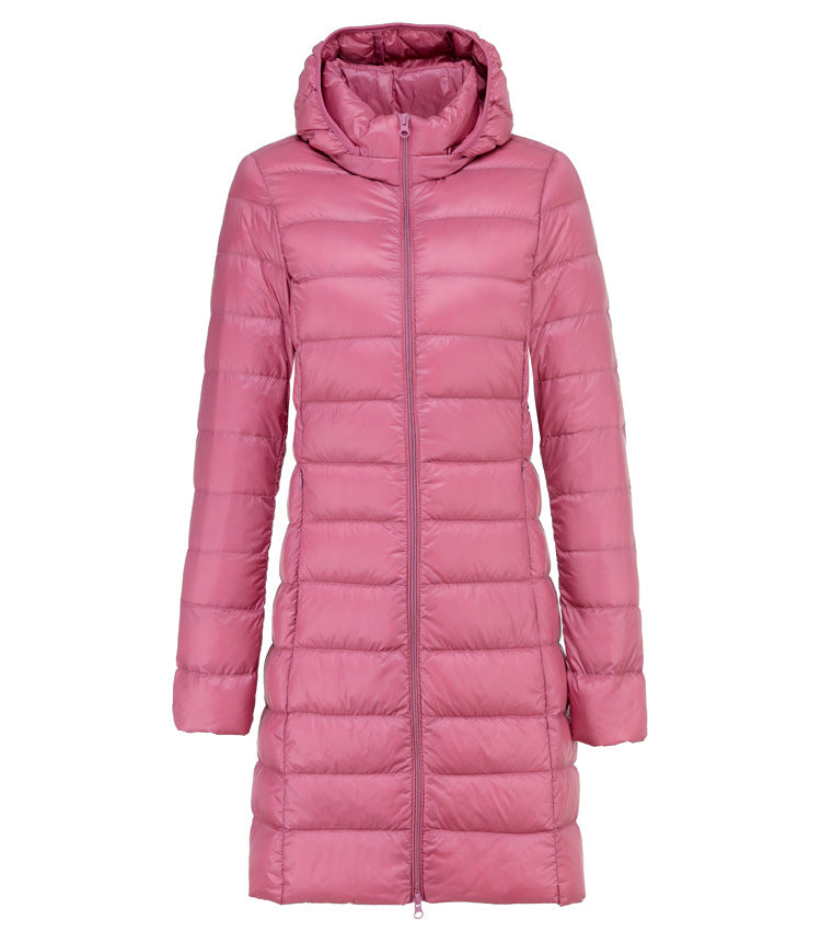 Rachel - Women's Plus Size Long Down Jacket with Detachable Hood