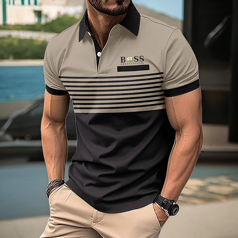 Marcus - 3D Digital Stripe Polo Shirt