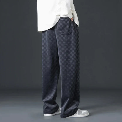 Karolin-Checkered Corduroy Sweatpants