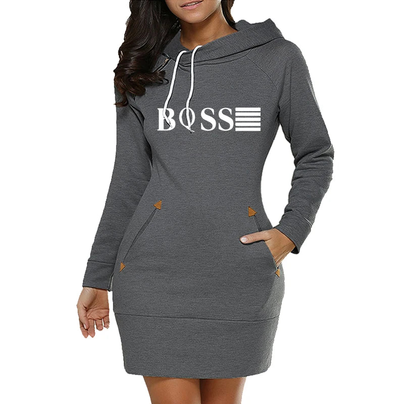 Rachel – Casual Slim Fit Hoodie Midi Dress