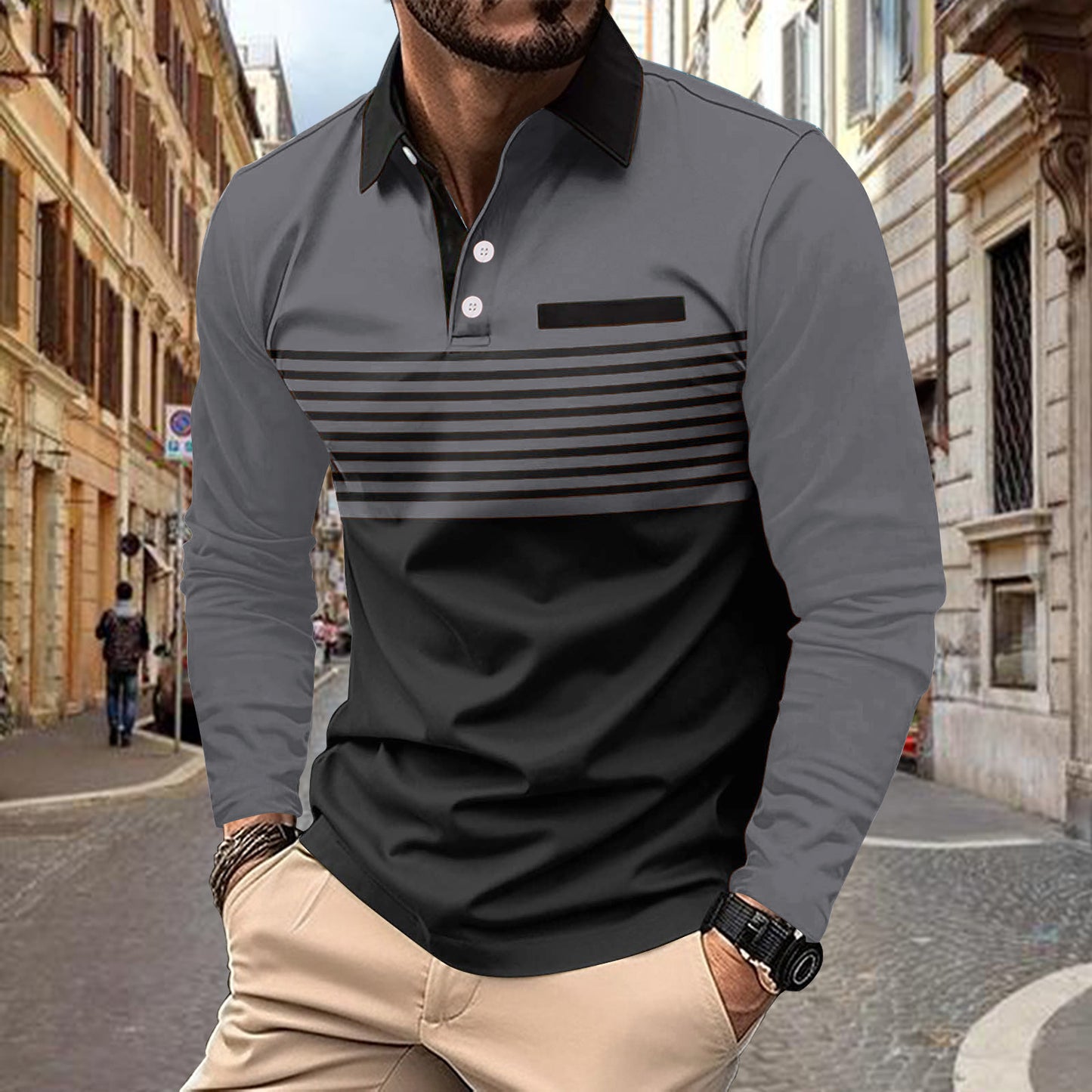 Benjamin – Long Sleeve Sports Polo Shirt for Men