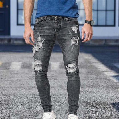 Russell – Men's Embroidered Ripped Skinny Jeans