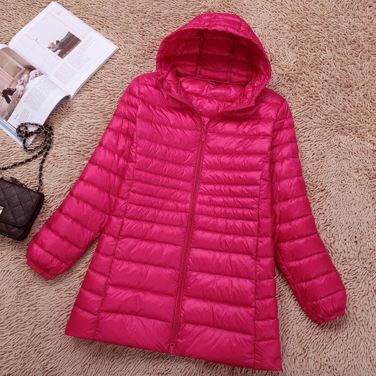 Miles - Women's Plus Size Hooded Puffer Jacket Ultra Lightweight Warm Slim Fit Coat