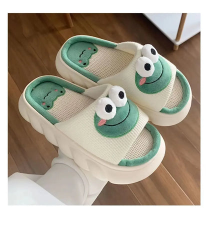 Eulalia - Cozy Cartoon Frog Slippers for Women